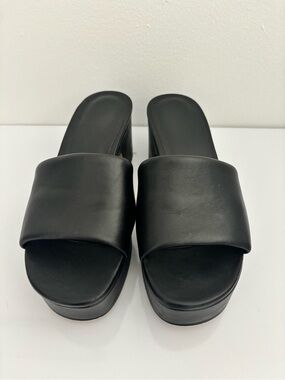 Vince Black Padded Slide Platform Sandals